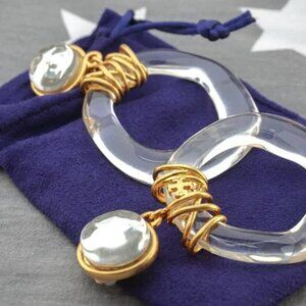 Tory Burch Roxanne Wrapped Door-Knocker Statement Hoop Earrings - Picture 2 of 5